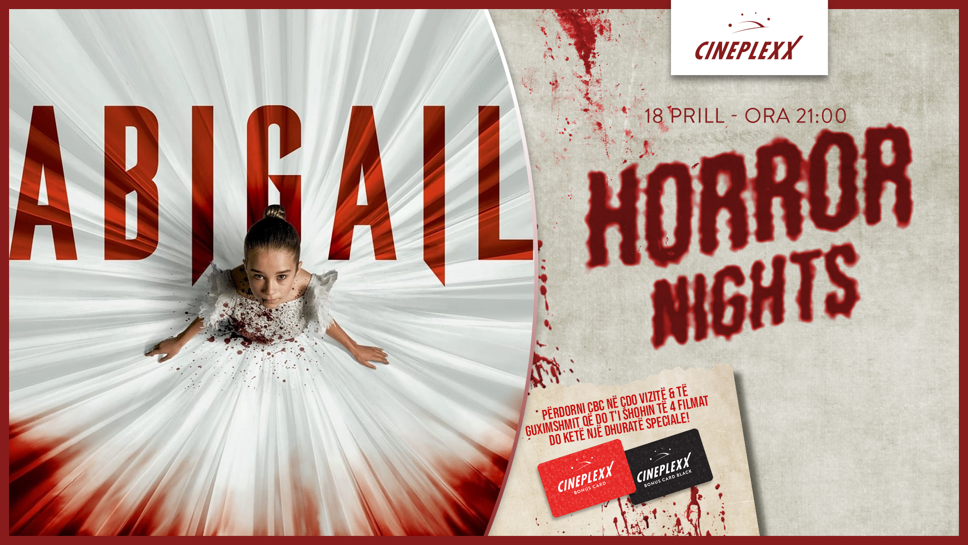 Abigail Horror Nights campaign with bonus-card promotion